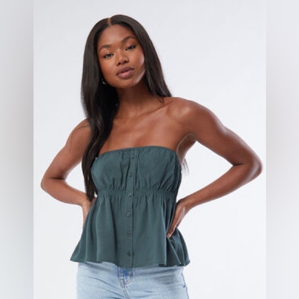 LA Hearts Strapless Button Front Tube Top size mediumn NEW WITH TAGS nwt Green M